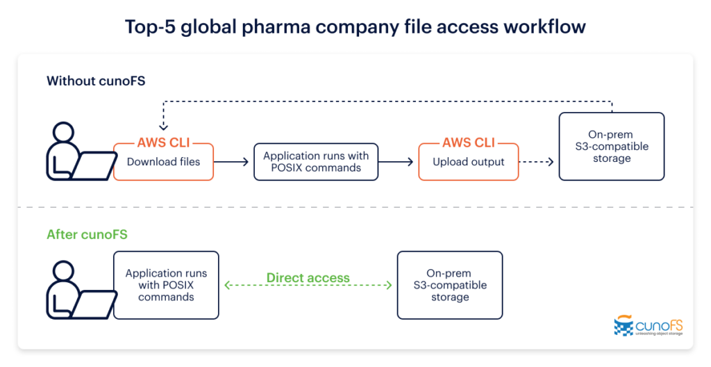 Streamlined file access workflow with cunoFS